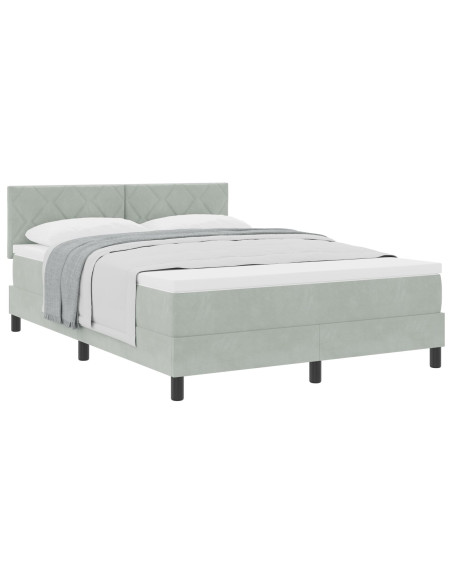 Letto a molle con materasso Grigio chiaro 140 x 190 cm Velluto