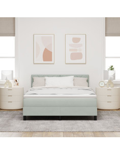 Letto a molle con materasso Grigio chiaro 140 x 190 cm Velluto 2