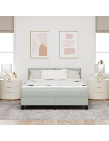 Letto a molle con materasso Grigio chiaro 140 x 190 cm Velluto