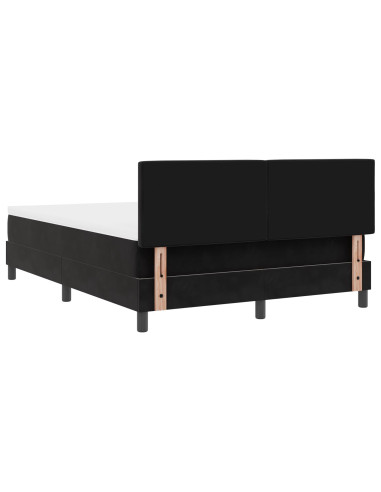 Letto a molle con materasso Nero 140 x 190 cm Velluto