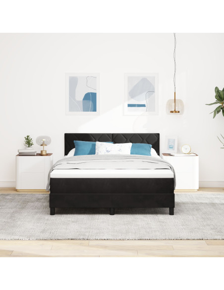 Letto a molle con materasso Nero 140 x 190 cm Velluto