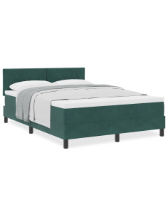 Letto a molle con materasso Verde Scuro 140 x 190 cm Velluto