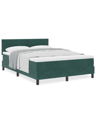 Letto a molle con materasso Verde Scuro 140 x 190 cm Velluto
