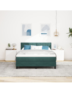 Letto a molle con materasso Verde Scuro 140 x 190 cm Velluto 2