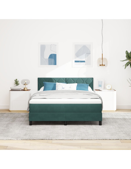 Letto a molle con materasso Verde Scuro 140 x 190 cm Velluto