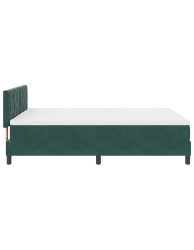 Letto a molle con materasso Verde Scuro 140 x 190 cm Velluto