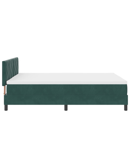 Letto a molle con materasso Verde Scuro 140 x 190 cm Velluto