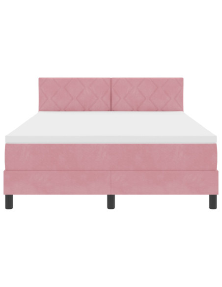 Letto Box Spring con Materasso Rosa 140x190 cm Velluto