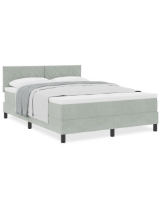 Letto a molle con materasso Grigio chiaro 140 x 200 cm Velluto 2