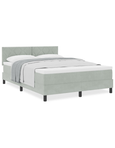Letto a molle con materasso Grigio chiaro 140 x 200 cm Velluto
