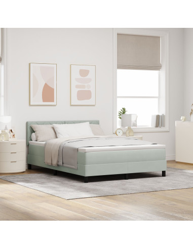 Letto a molle con materasso Grigio chiaro 140 x 200 cm Velluto