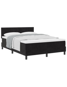 Letto a molle con materasso Nero 140 x 200 cm Velluto