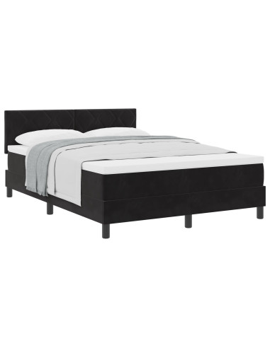Letto a molle con materasso Nero 140 x 200 cm Velluto