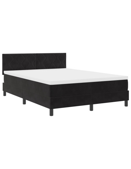 Letto a molle con materasso Nero 140 x 200 cm Velluto