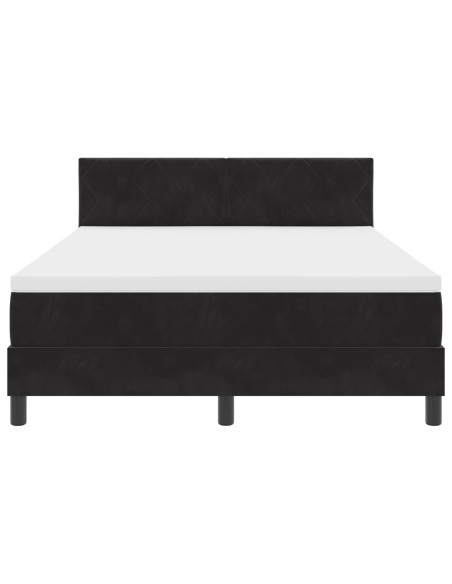 Letto a molle con materasso Nero 140 x 200 cm Velluto