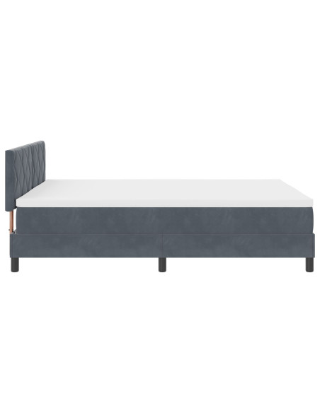 Letto Box Spring con Materasso Grigio Scuro 160x200 cm in Velluto