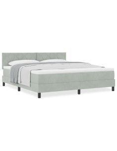 Letto a molle con materasso Grigio chiaro 180 x 200 cm Velluto