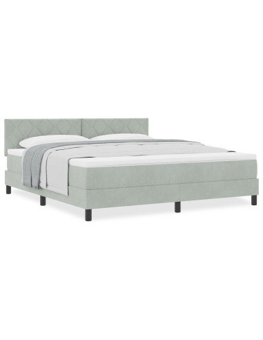 Letto a molle con materasso Grigio chiaro 180 x 200 cm Velluto