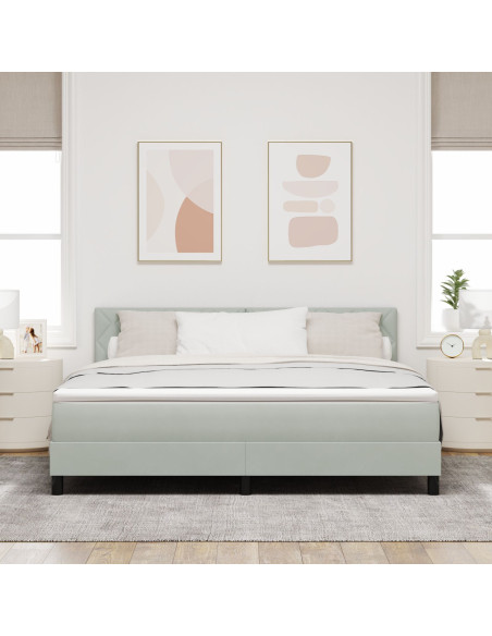 Letto Box Spring con Materasso Grigio Chiaro Super King in Velluto