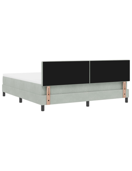 Letto Box Spring con Materasso Grigio Chiaro Super King in Velluto