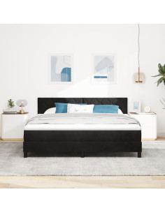 Letto a molle con materasso Nero 180 x 200 cm Velluto