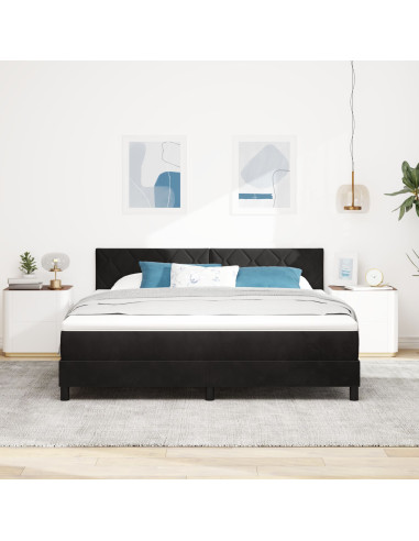 Letto a molle con materasso Nero 180 x 200 cm Velluto