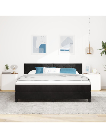 Letto Box Spring con Materasso Nero Super King in Velluto