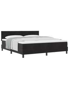 Letto a molle con materasso Nero 180 x 200 cm Velluto 2