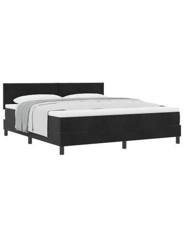 Letto a molle con materasso Nero 180 x 200 cm Velluto