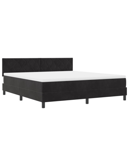 Letto Box Spring con Materasso Nero Super King in Velluto