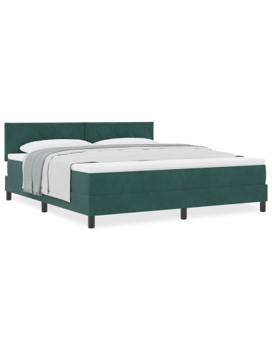 Letto a molle con materasso Verde Scuro 180 x 200 cm Velluto