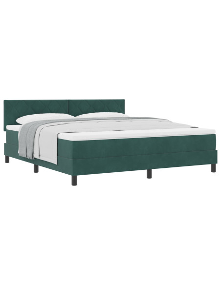 Letto a molle con materasso Verde Scuro 180 x 200 cm Velluto