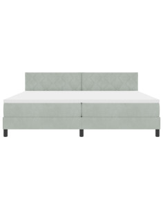 Letto a molle con materasso Grigio chiaro 200 x 200 cm Velluto
