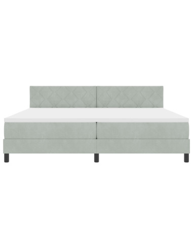 Letto a molle con materasso Grigio chiaro 200 x 200 cm Velluto