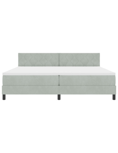Letto Box Spring con Materasso Grigio Chiaro 200x200 cm Velluto