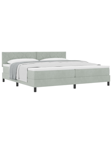 Letto a molle con materasso Grigio chiaro 200 x 200 cm Velluto