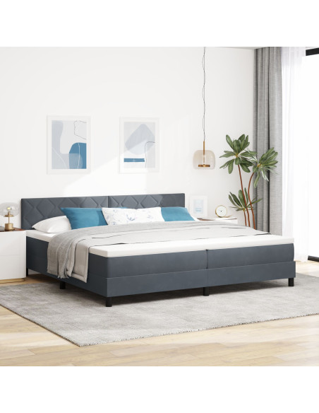 Letto a molle con materasso Grigio scuro 200 x 200 cm Velluto