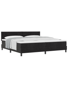 Letto a molle con materasso Nero 200 x 200 cm Velluto 2