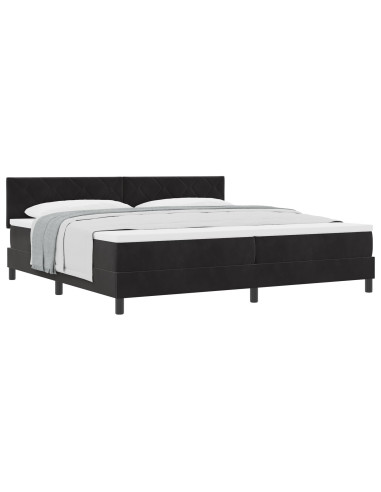 Letto a molle con materasso Nero 200 x 200 cm Velluto