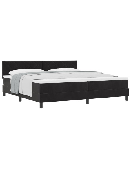 Letto Box Spring con Materasso Nero 200x200 cm Velluto