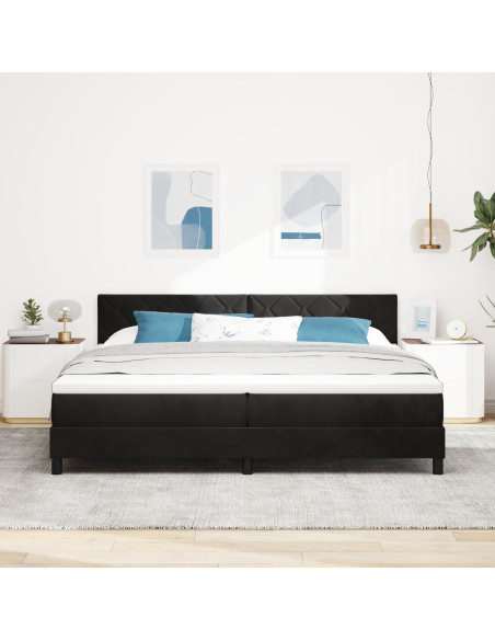 Letto a molle con materasso Nero 200 x 200 cm Velluto