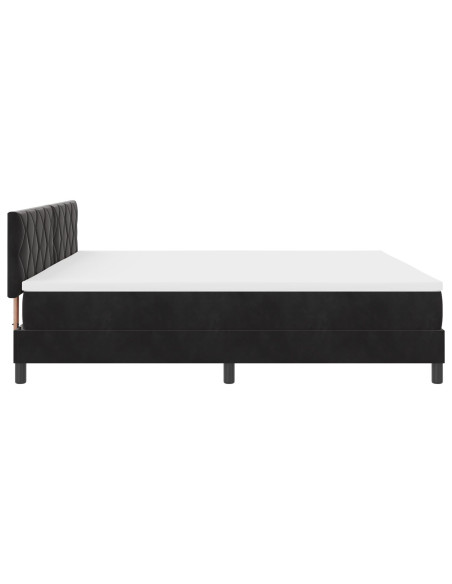 Letto Box Spring con Materasso Nero 200x200 cm Velluto