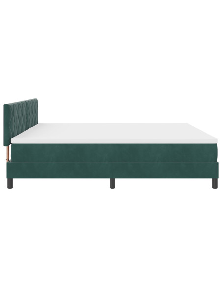 Letto Box Spring con Materasso Verde Scuro 200x200 cm in Velluto