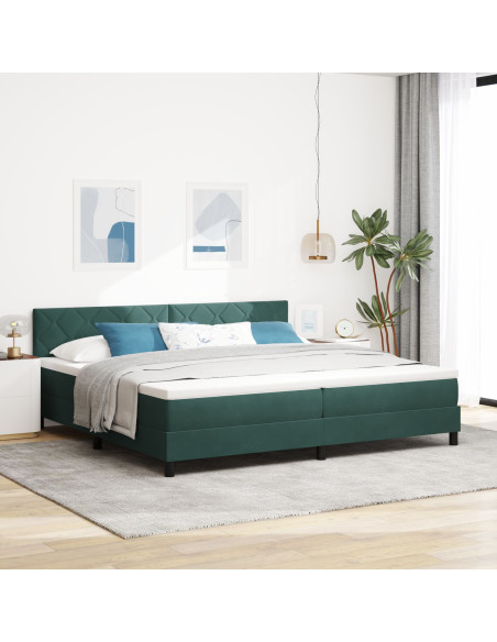 Letto Box Spring con Materasso Verde Scuro 200x200 cm in Velluto