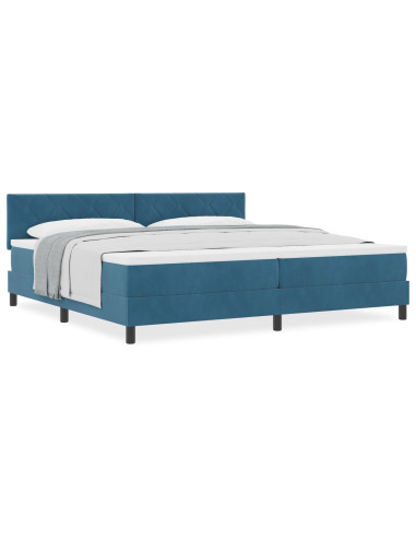 Letto a molle con materasso Blu Scuro 200 x 200 cm Velluto
