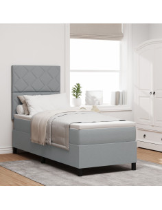 Letto a molle con materasso Grigio chiaro 80 x 200 cm Tessuto