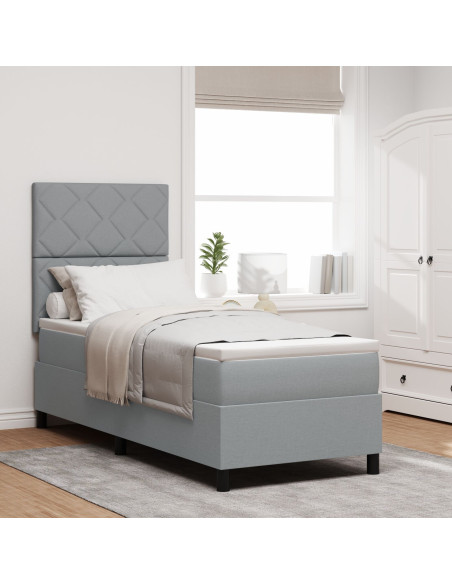 Letto a Molle  con Materasso Grigio Chiaro 80x200 cm Tessuto