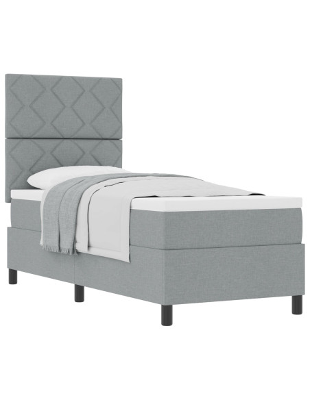Letto a Molle  con Materasso Grigio Chiaro 80x200 cm Tessuto