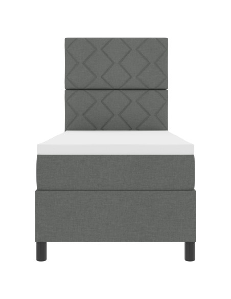 Letto con box spring  con materasso grigio scuro 80x200 cm tessuto