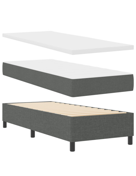 Letto con box spring  con materasso grigio scuro 80x200 cm tessuto